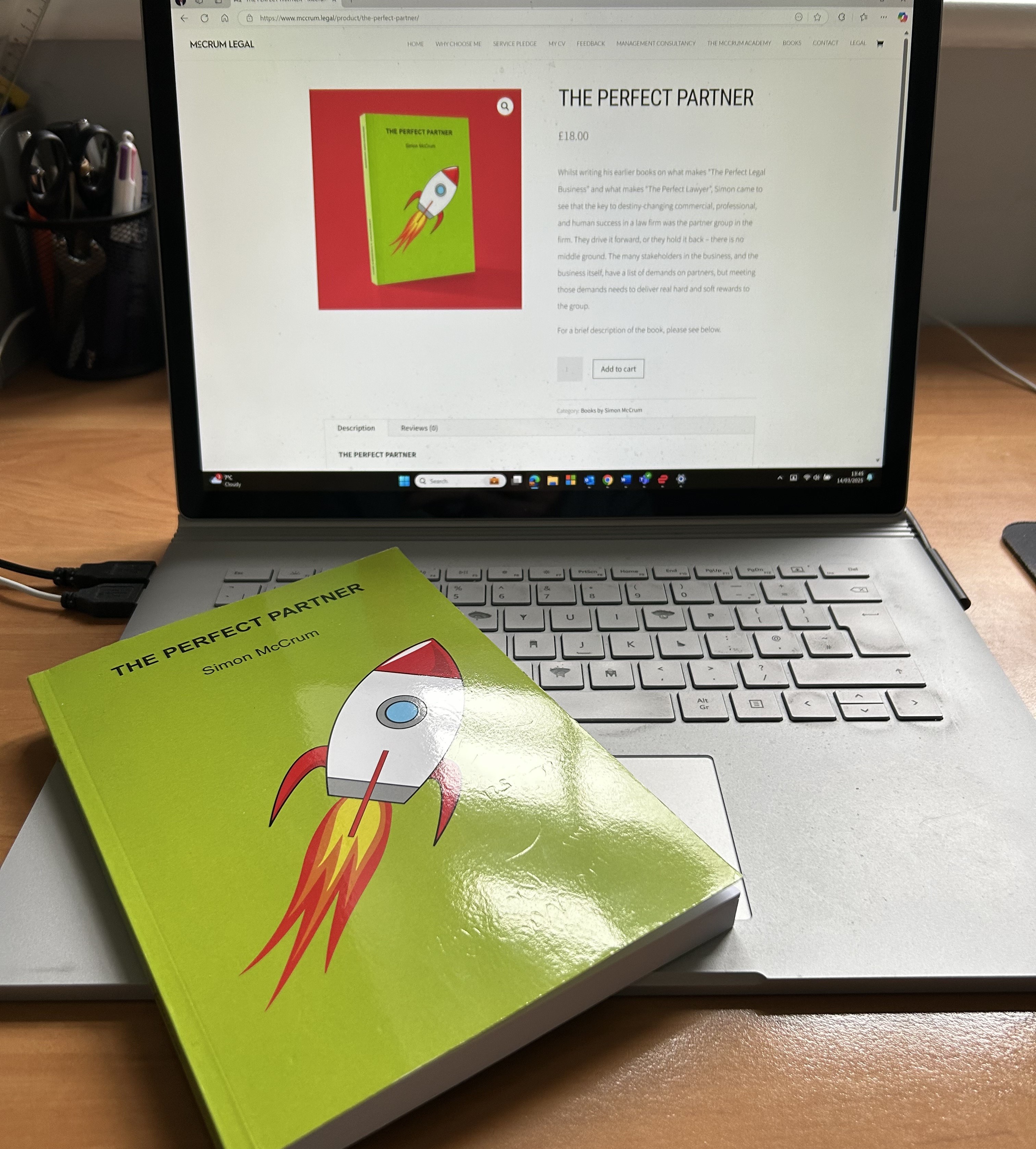book cover, a simple rocket graphic on a green background