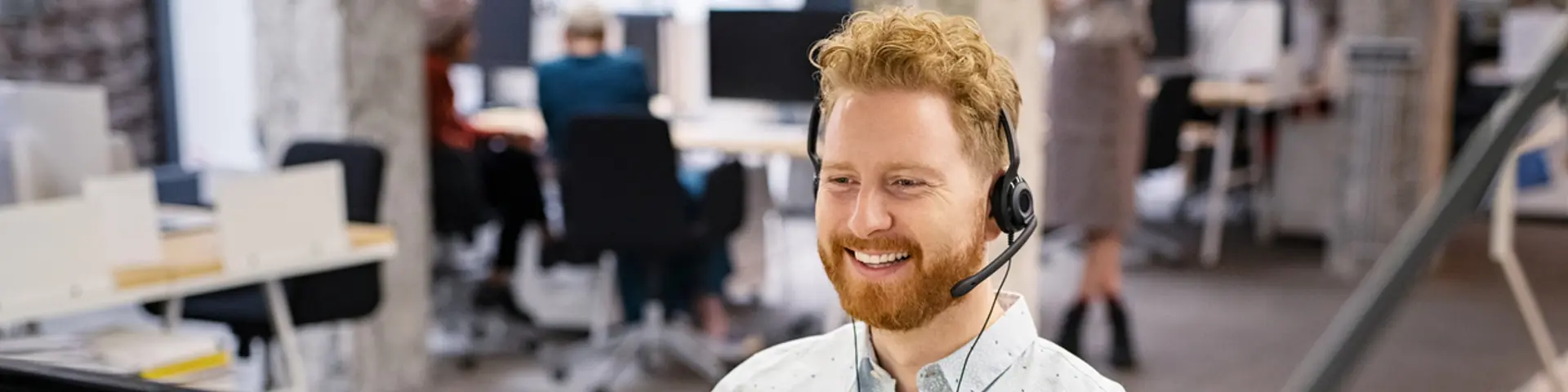 Man talking on headset Man talking on headset