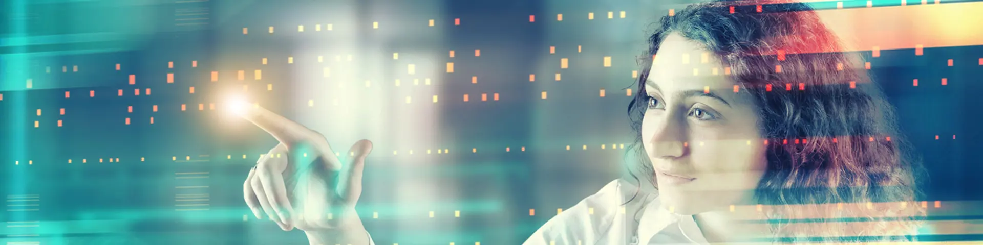 woman interacting with digital world